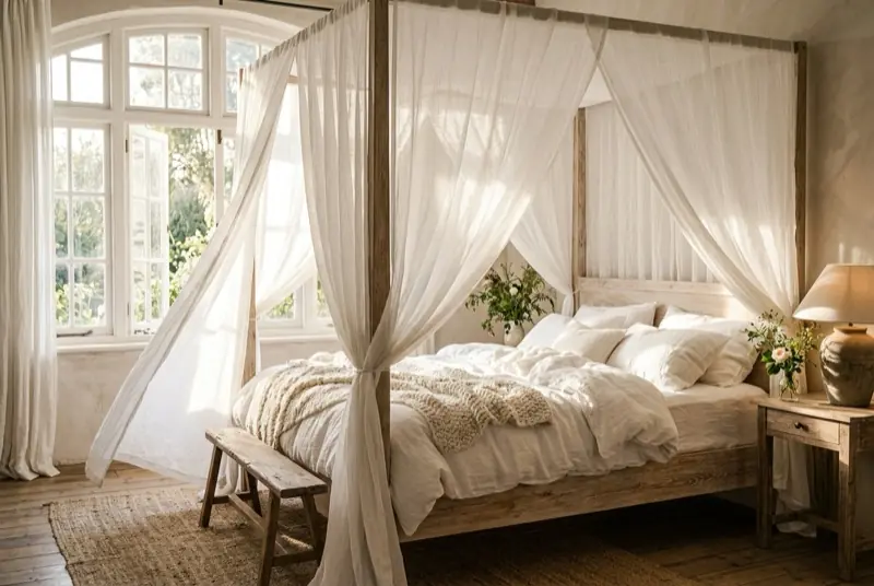 Linen Canopy Bed Curtains